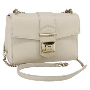 Authentic Jimmy Choo Chain Shoulder Bag Leather White Gold